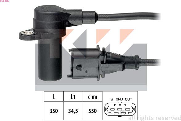 KW 453 236 - Capteur d'angle, vilebrequin droxauto.com