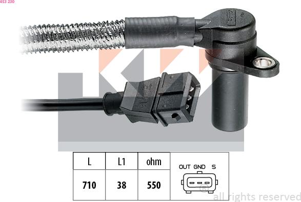 KW 453 230 - Capteur d'angle, vilebrequin droxauto.com