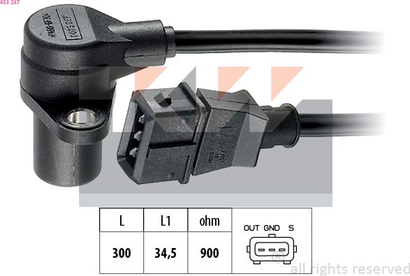 KW 453 237 - Capteur d'angle, vilebrequin droxauto.com