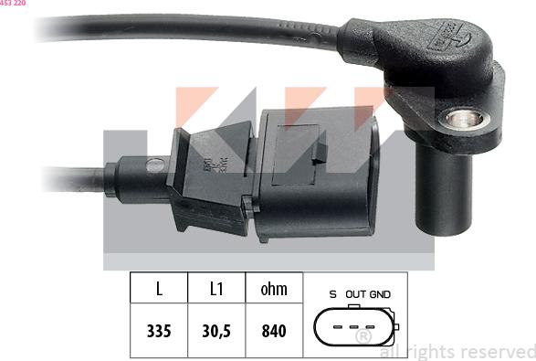 KW 453 220 - Capteur d'angle, vilebrequin droxauto.com