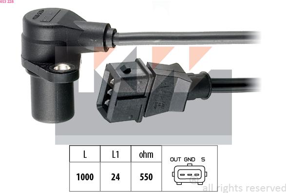 KW 453 228 - Capteur d'angle, vilebrequin droxauto.com