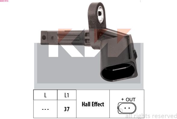 KW 460 015 - Capteur, vitesse de roue droxauto.com