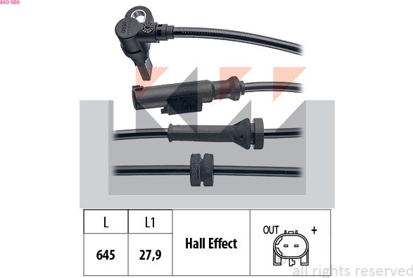 KW 460 086 - Capteur, vitesse de roue droxauto.com