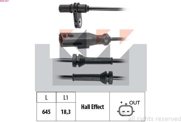 KW 460 337 - Capteur, vitesse de roue droxauto.com