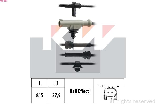 KW 460 257 - Capteur, vitesse de roue droxauto.com