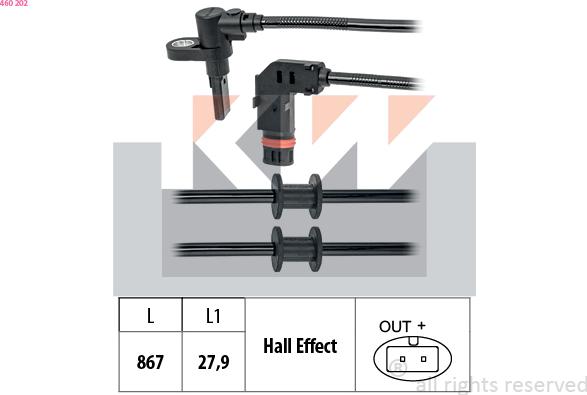 KW 460 202 - Capteur, vitesse de roue droxauto.com