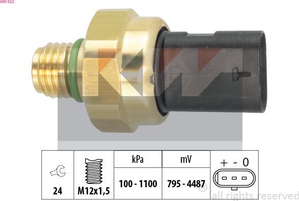KW 480 022 - Capteur, pression d'huile droxauto.com