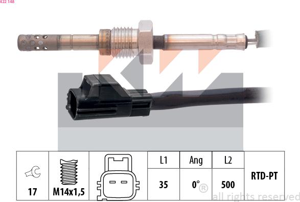 KW 422 148 - Capteur, température des gaz droxauto.com