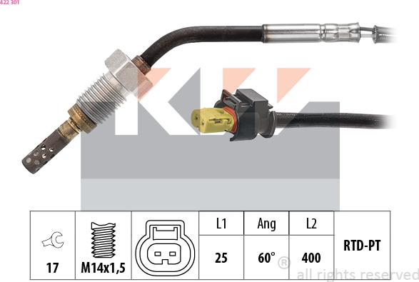 KW 422 301 - Capteur, température des gaz droxauto.com