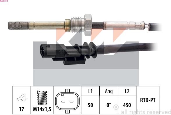 KW 422 311 - Capteur, température des gaz droxauto.com
