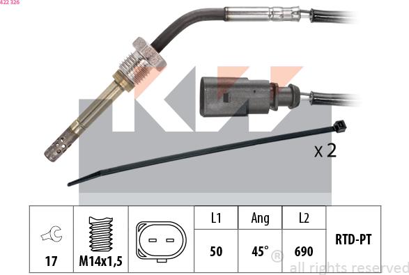 KW 422 326 - Capteur, température des gaz droxauto.com