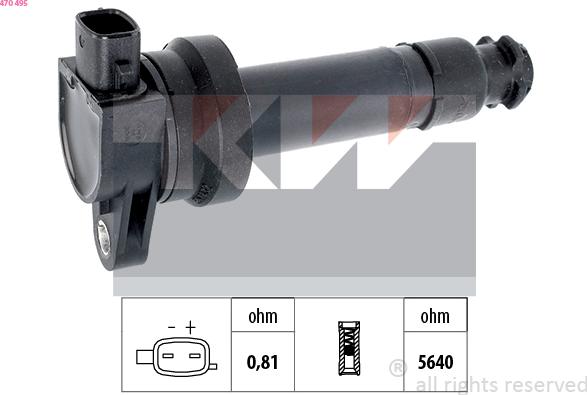 KW 470 495 - Bobine d'allumage droxauto.com