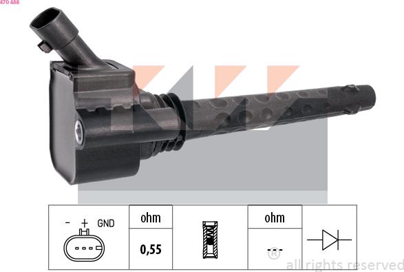 KW 470 488 - Bobine d'allumage droxauto.com