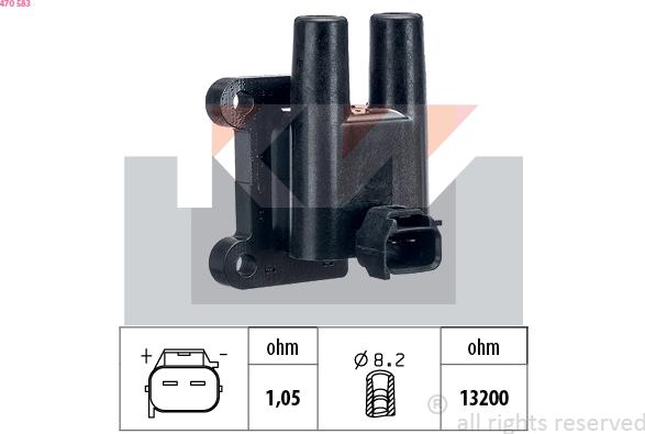 KW 470 583 - Bobine d'allumage droxauto.com