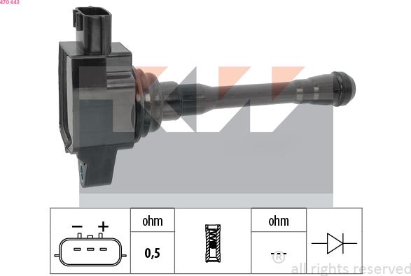 KW 470 643 - Bobine d'allumage droxauto.com