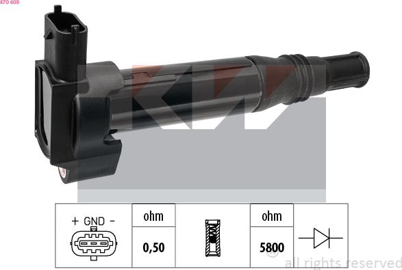 KW 470 609 - Bobine d'allumage droxauto.com