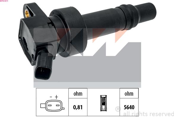 KW 470 611 - Bobine d'allumage droxauto.com