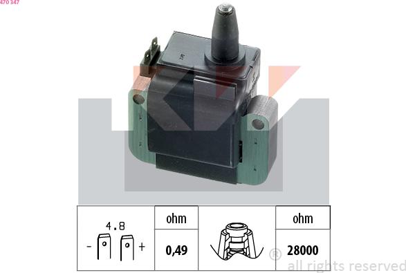 KW 470 347 - Bobine d'allumage droxauto.com