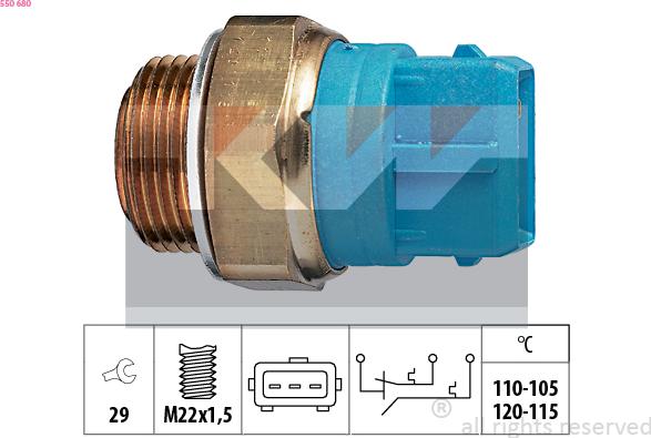 KW 550 680 - Interrupteur de température, ventilateur de radiateur droxauto.com