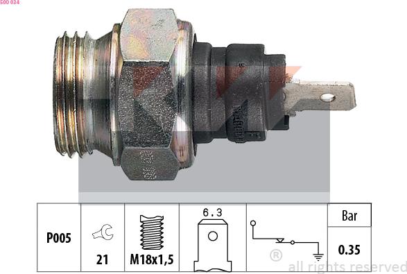 KW 500 034 - Capteur, pression d'huile droxauto.com
