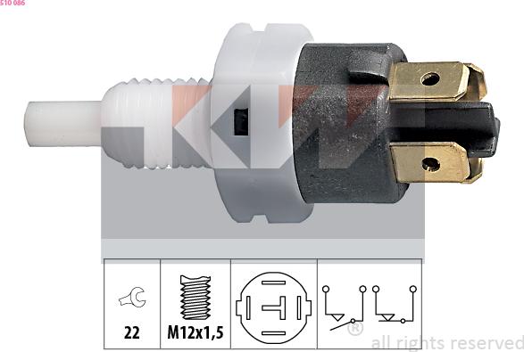 KW 510 086 - Interrupteur des feux de freins droxauto.com