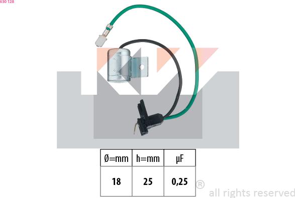 KW 630 128 - Condensateur, système d'allumage droxauto.com