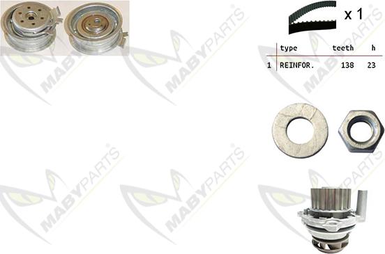 Mabyparts OBKWP0086 - Pompe à eau + kit de courroie de distribution droxauto.com