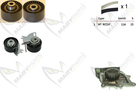 Mabyparts OBKWP0141 - Pompe à eau + kit de courroie de distribution droxauto.com
