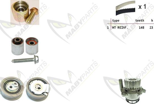 Mabyparts OBKWP0164 - Pompe à eau + kit de courroie de distribution droxauto.com