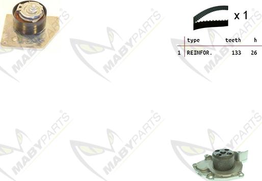 Mabyparts OBKWP0165 - Pompe à eau + kit de courroie de distribution droxauto.com