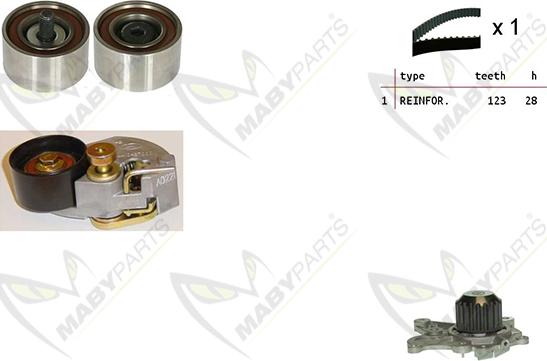 Mabyparts OBKWP0160 - Pompe à eau + kit de courroie de distribution droxauto.com