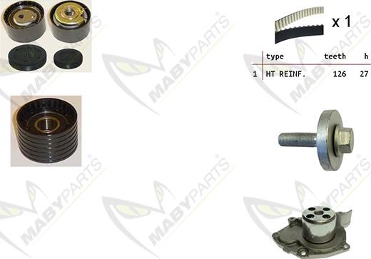 Mabyparts OBKWP0161 - Pompe à eau + kit de courroie de distribution droxauto.com