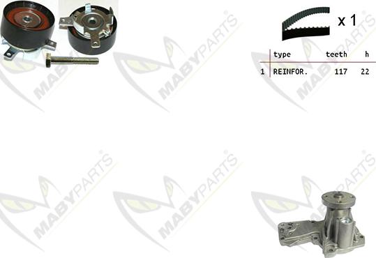 Mabyparts OBKWP0119 - Pompe à eau + kit de courroie de distribution droxauto.com