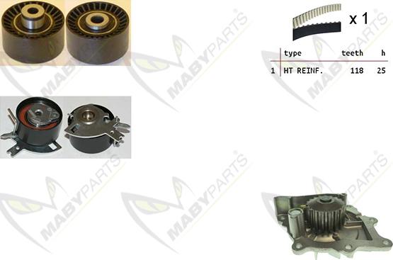 Mabyparts OBKWP0116 - Pompe à eau + kit de courroie de distribution droxauto.com