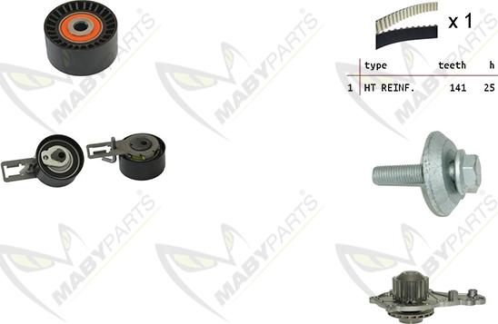 Mabyparts OBKWP0134 - Pompe à eau + kit de courroie de distribution droxauto.com