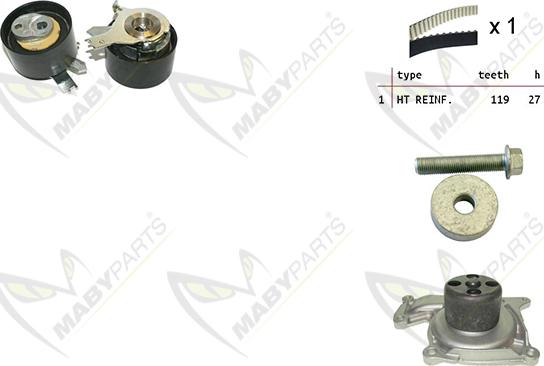 Mabyparts OBKWP0136 - Pompe à eau + kit de courroie de distribution droxauto.com