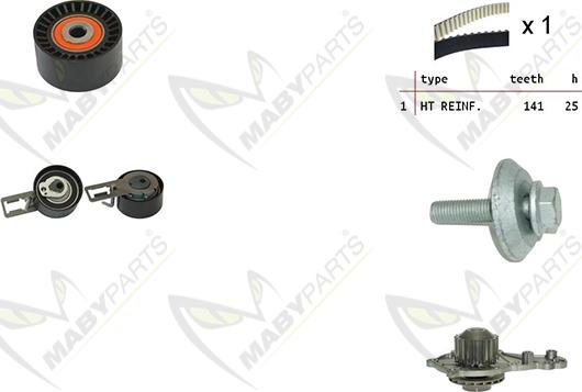 Mabyparts OBKWP0133 - Pompe à eau + kit de courroie de distribution droxauto.com