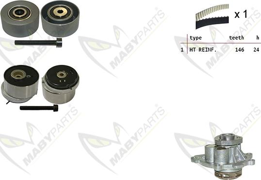 Mabyparts OBKWP0124 - Pompe à eau + kit de courroie de distribution droxauto.com