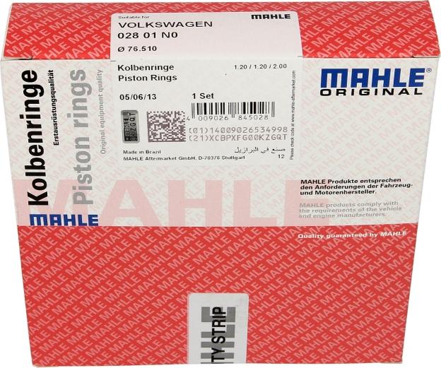 MAHLE 028 01 N0 - Jeu de segments de pistons droxauto.com