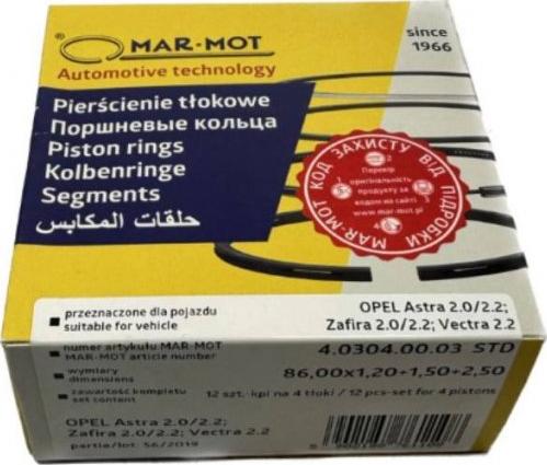 MAR-MOT 4.0304.00.03 - Jeu de segments de pistons droxauto.com