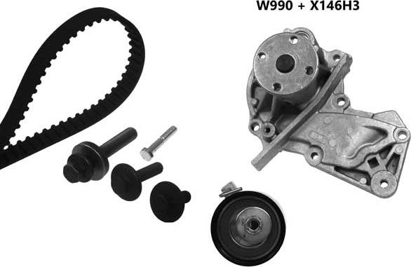 MGA 990K1 - Pompe à eau + kit de courroie de distribution droxauto.com