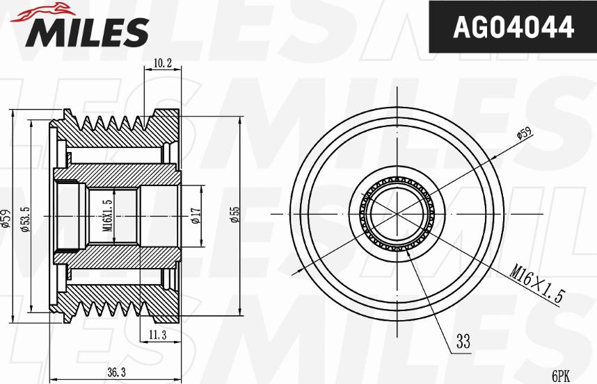 Miles AG04044 - Poulie, alternateur droxauto.com