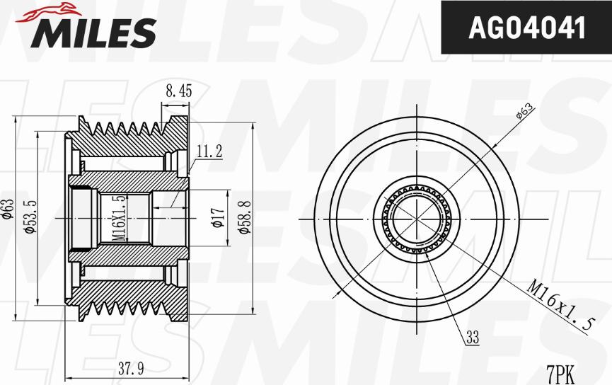 Miles AG04041 - Poulie, alternateur droxauto.com