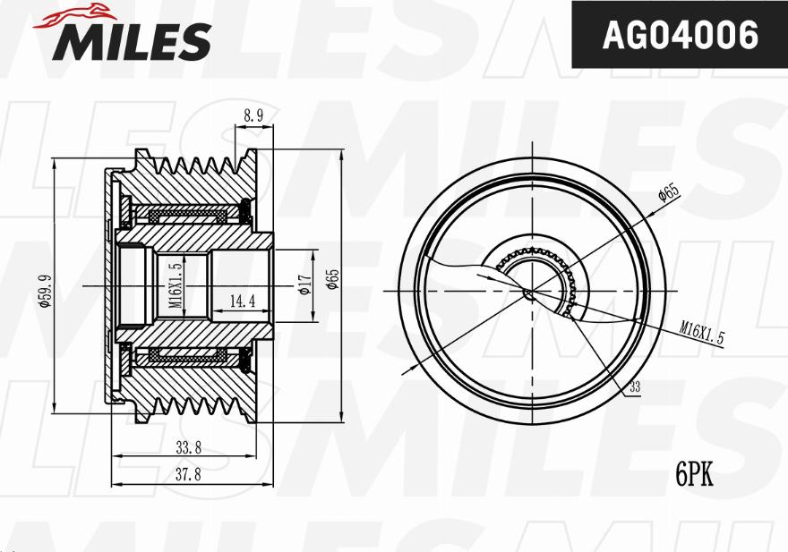Miles AG04006 - Poulie, alternateur droxauto.com