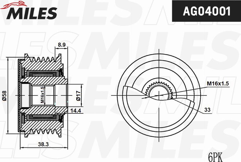 Miles AG04001 - Poulie, alternateur droxauto.com
