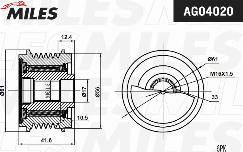 Miles AG04020 - Poulie, alternateur droxauto.com