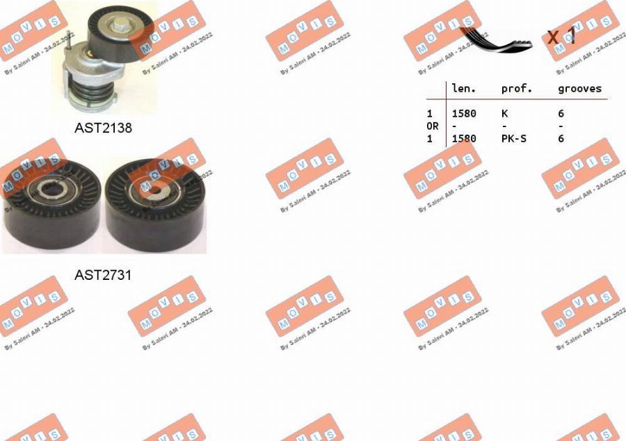 MOVIS ASTA0057 - Jeu de courroies trapézoïdales à nervures droxauto.com