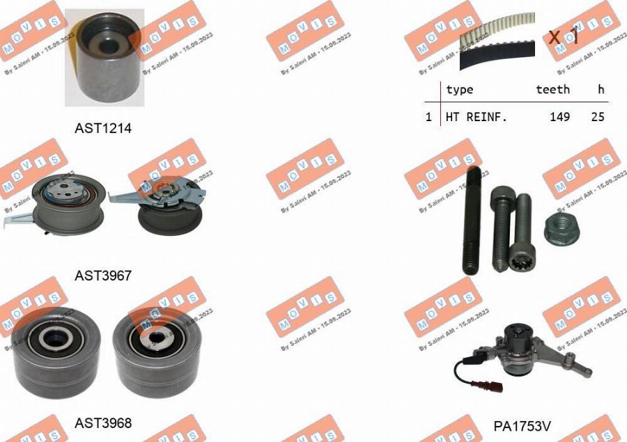 MOVIS ASTK1298PA2 - Pompe à eau + kit de courroie de distribution droxauto.com