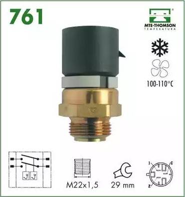 MTE-Thomson 761 - Interrupteur de température, ventilateur de radiateur droxauto.com