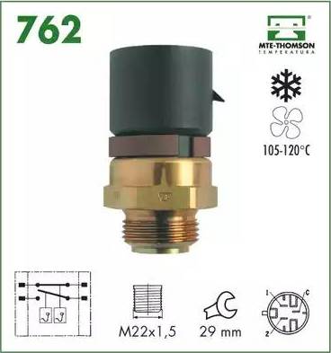 MTE-Thomson 762 - Interrupteur de température, ventilateur de radiateur droxauto.com